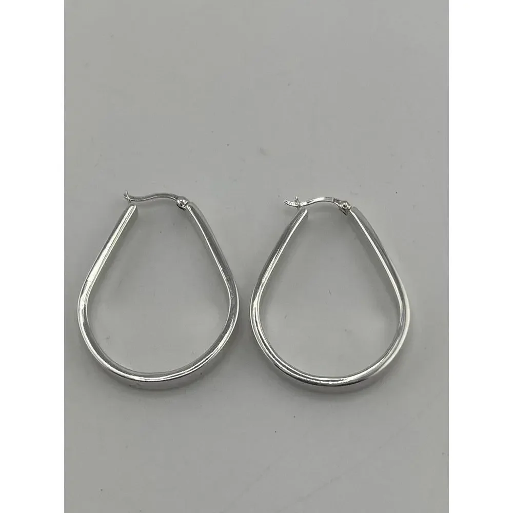 Sterling Silver‎ Teardrop Hoop Earrings Lightweight Elegant Jewelry